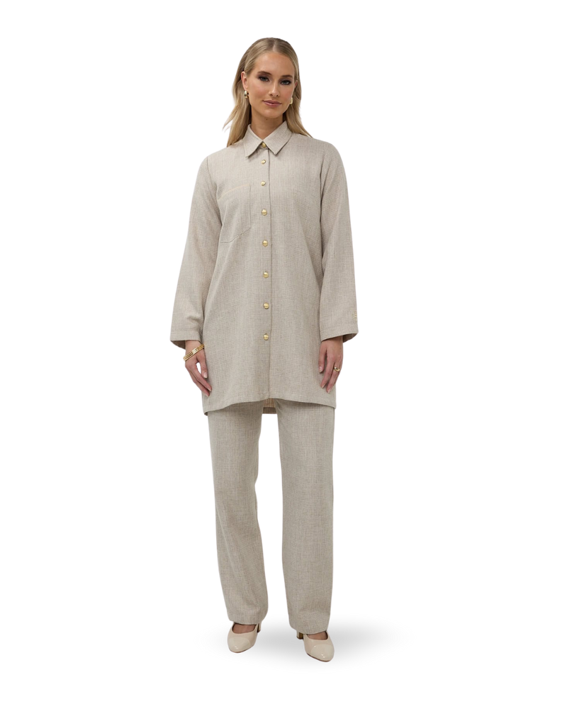 Rechte Tweed Broek - Licht Ecru