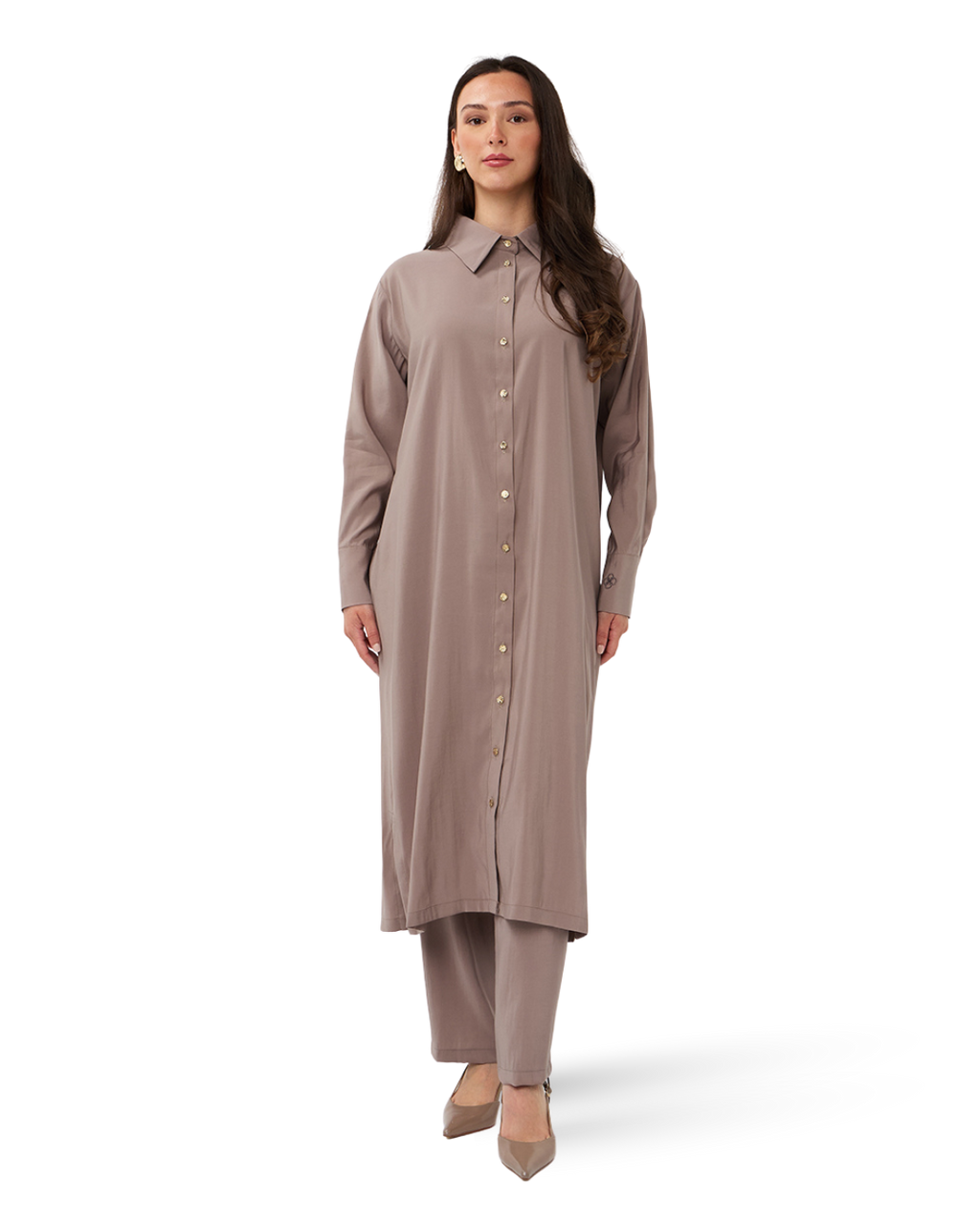 Velin Button-Down Tunic - Mauve