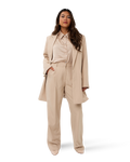 Wide-Leg Tailored Trousers - Sand