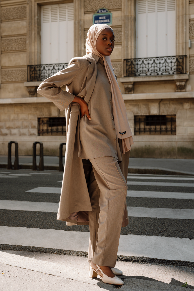 Pleated Cotton Trousers - Stone