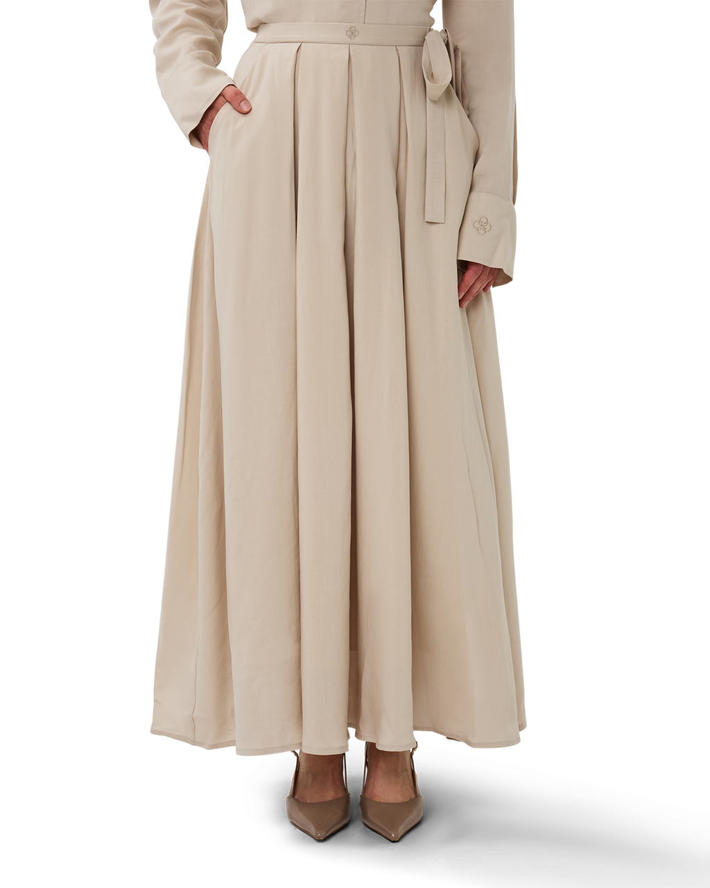 Pleated A-Line Skirt Bone