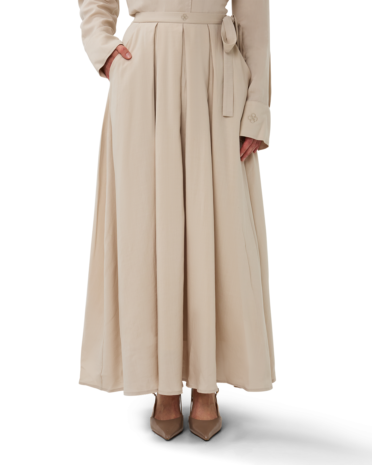 Pleated A-Line Skirt Bone
