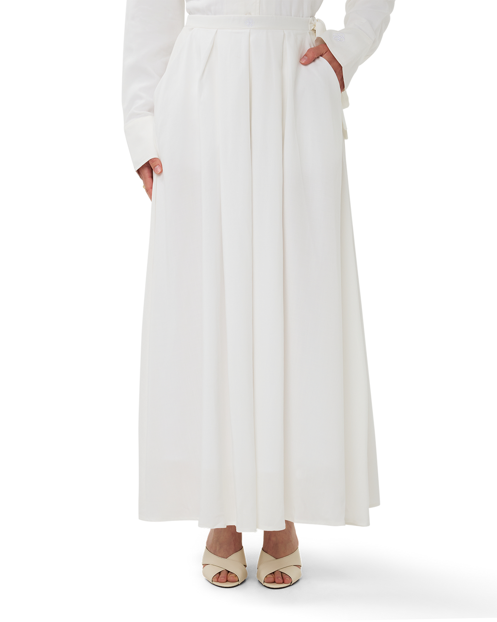 Pleated A-Line Skirt Chalk
