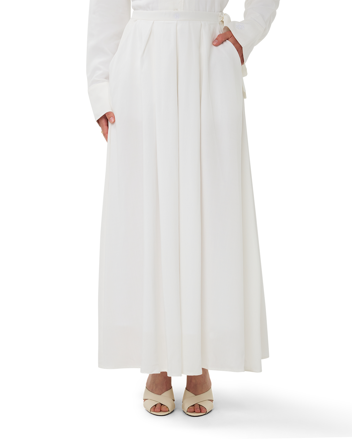 Pleated A-Line Skirt Chalk