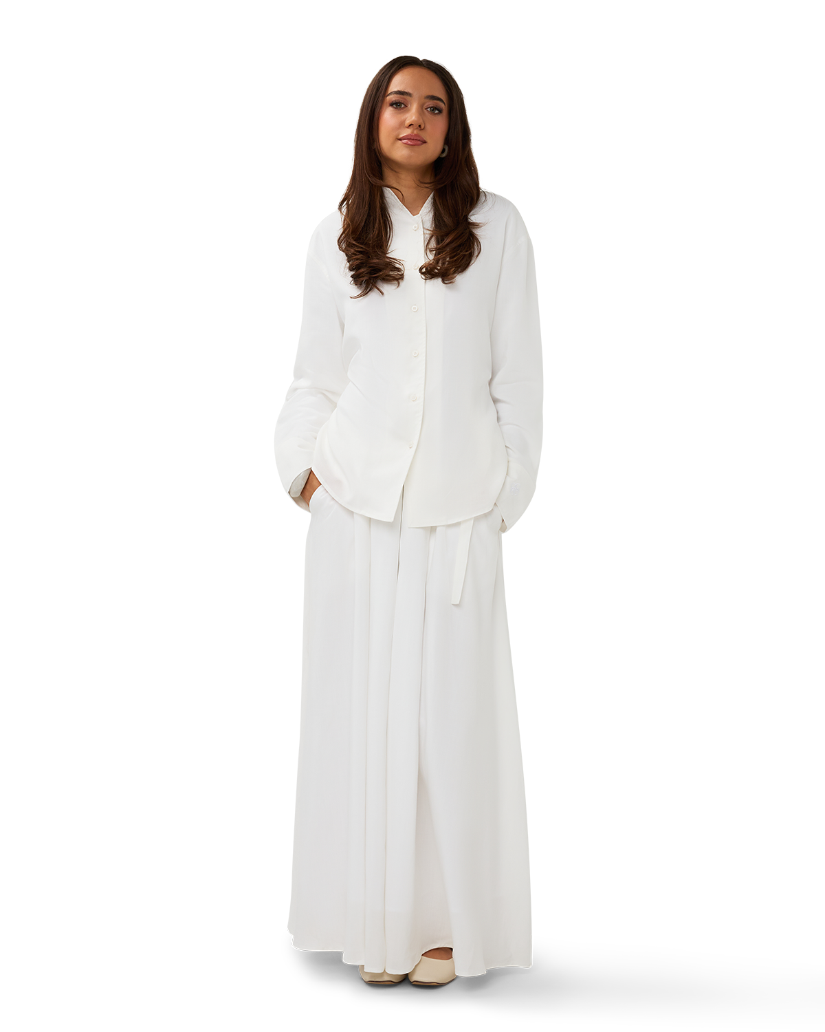 Pleated A-Line Skirt Chalk