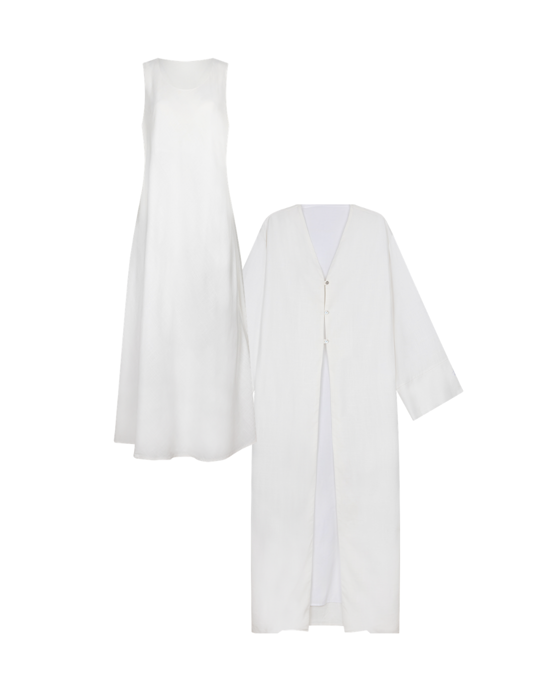 Sleeveless Dress With Kimono Set | Linen-Viscose Modest Set | Destaniya