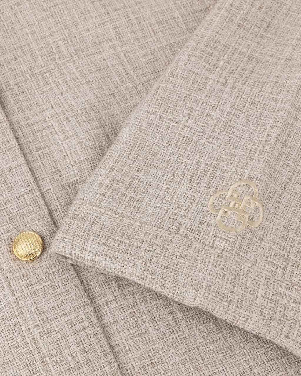 Tweed Button-Down Blouse - Pale Ecru