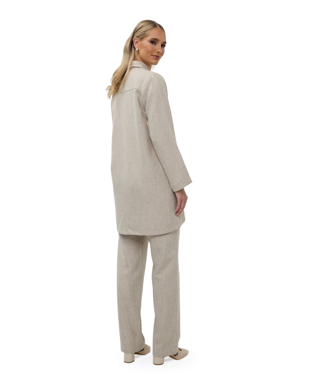 Tweed Straight-Cut Trousers - Pale Ecru