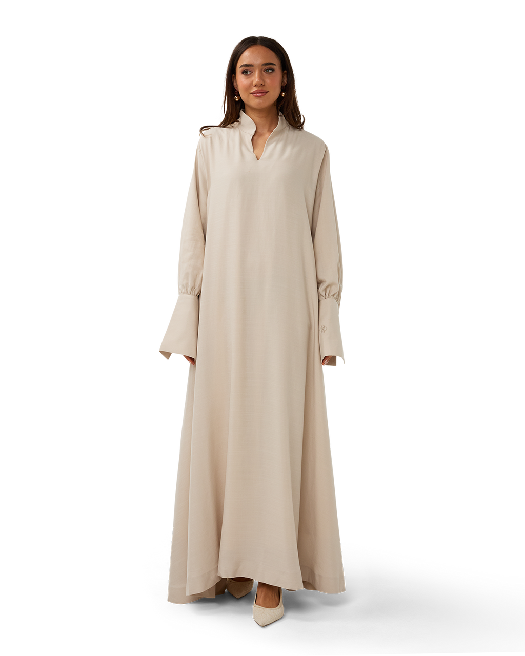 V-Neck Column Dress Bone