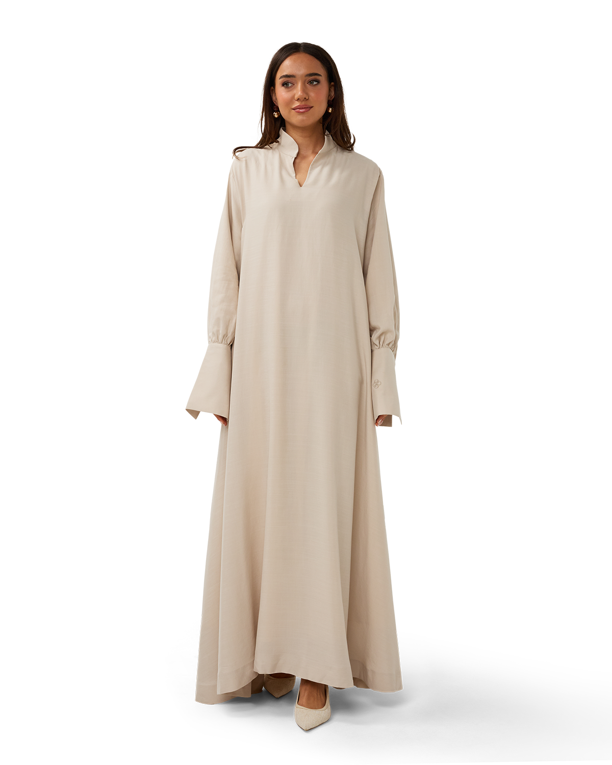 V-Neck Column Dress Bone