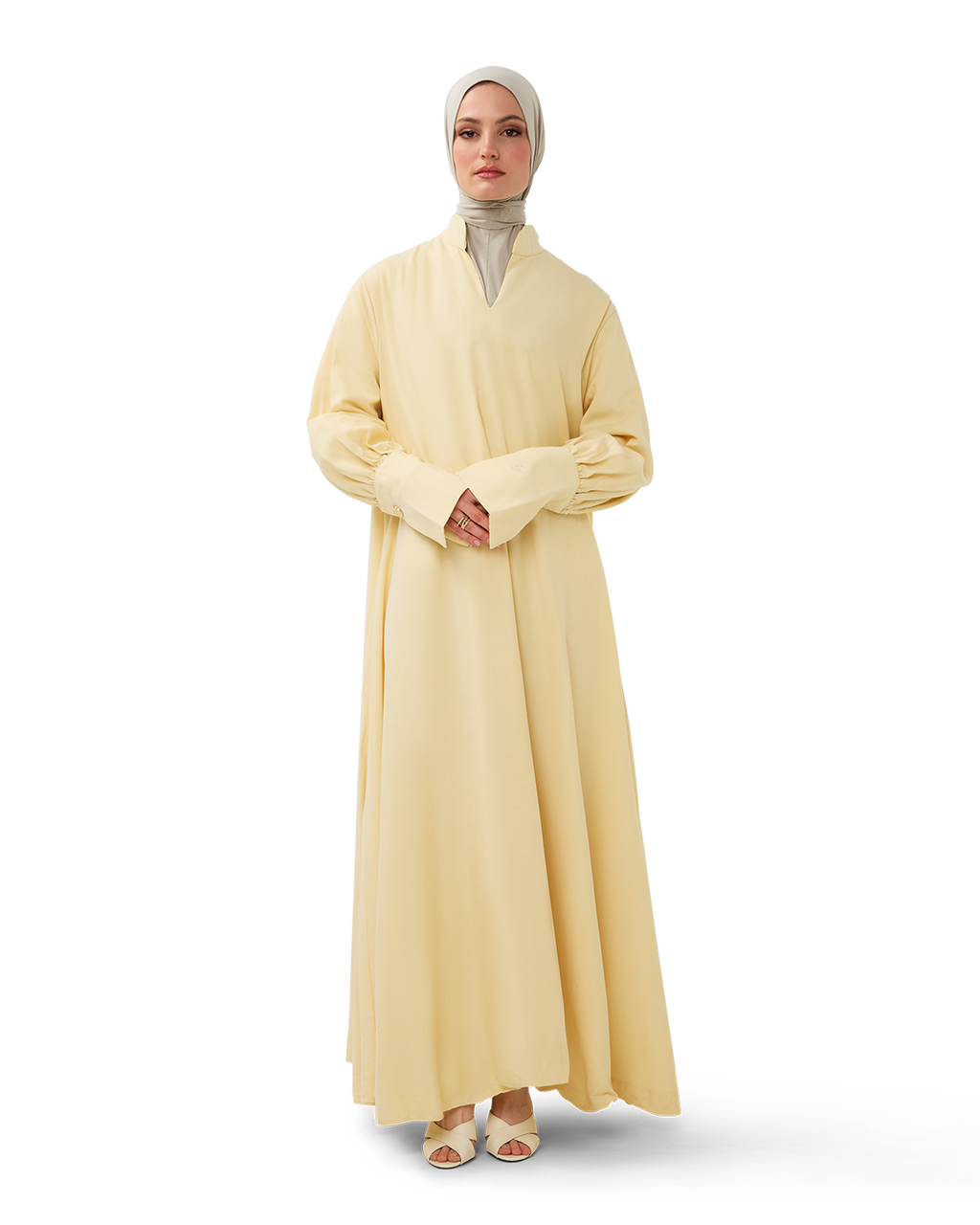 V-Neck Column Dress Butter Yellow