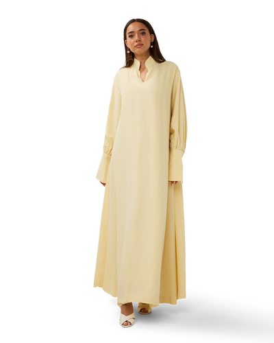 V-Neck Column Dress Butter Yellow